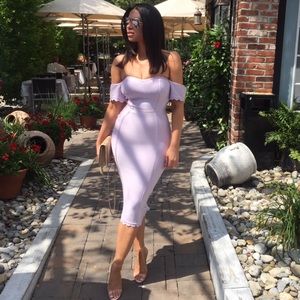 House of CB lilac midi dress w attached drop sleeves- worn once
